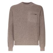 Ermenegildo Zegna Taupe Ulltröja med Dragkedjeficka Beige, Herr