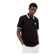 Moncler Klassisk Logo Patch Polo Shirt Black, Herr