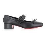 Christian Louboutin Svart klack Décolleté med rosett Black, Dam