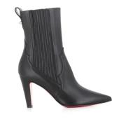 Christian Louboutin Svarta läderankelstövlar Black, Dam