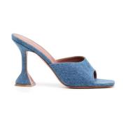 Amina Muaddi Denim Mules Blue, Dam