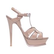 Saint Laurent Elegant Tribute Sandals Beige, Dam