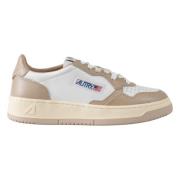 Autry Beige och vita lädersneakers Beige, Dam