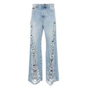 Philipp Plein Stiliga Denim Jeans Blue, Dam