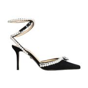 Mach & Mach Elegant Slingback Pumps i Svart Mocka Black, Dam