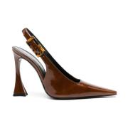 Saint Laurent Elegant Slingback Pump Skor Brown, Dam