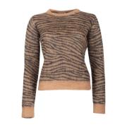 Max Mara Studio Animalier Jacquard Crewneck Sweater Brown, Dam