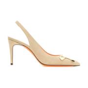 Santoni Elegant Slingback Pumps Beige, Dam