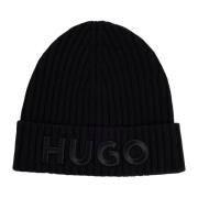 Hugo Boss Räfflad Svart Hatt Logo Broderad Black, Herr