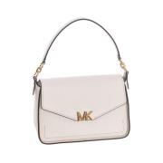 Michael Kors Läderhandväska med tryckknappstängning White, Dam