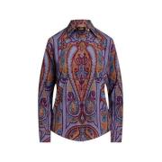 Ralph Lauren Paisley Print Skjorta Lätt Crêpe Multicolor, Dam