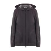 Brunello Cucinelli Mörkgrå Zip Hoodie Gray, Dam