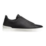 Ermenegildo Zegna Svarta Triple Stitch Lädersneakers Black, Herr