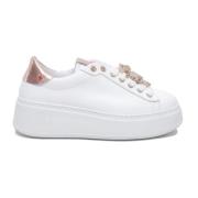 Gio+ Vit läder sneaker med Rosagold detaljer White, Dam