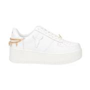 Windsor Smith Vit Guld Läder Plattform Sneakers White, Dam