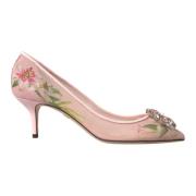 Dolce & Gabbana Blommig Kristall Bellucci Pumps Skor Pink, Dam