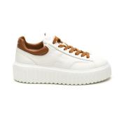 Hogan Bruna Sneakers H-Stripes Snörning White, Dam