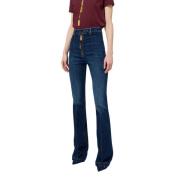 Elisabetta Franchi Blå Denim Flare Jeans för Kvinnor Blue, Dam