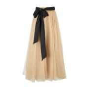 Aniye By Beige Tulle Långkjol med Slips Beige, Dam