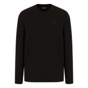 Armani Långärmad bomullsjersey T-shirt Black, Herr