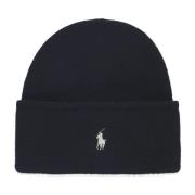 Ralph Lauren Svart ullmössa med ikonisk logotyp Black, Dam