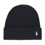 Ralph Lauren Svart Ull Kashmir Mössa Kvinna Pony Black, Dam