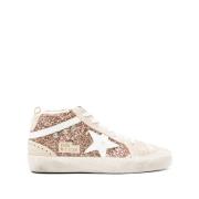 Golden Goose Beige Glitter Vit Stjärna Sneakers Beige, Dam