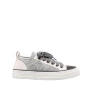 Brunello Cucinelli Stickade Damsneakers Grå Beige Gray, Dam