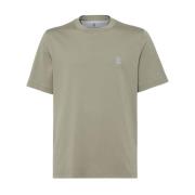 Brunello Cucinelli Grön Bomull T-shirt med Tryckt Logotyp Green, Herr