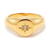 Nialaya Guld Starburst Ring med CZ Diamant Yellow, Dam