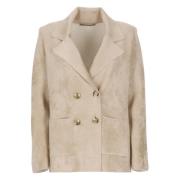 D.Exterior Brun Corduroy Blazer Kvinna Peak Revers Brown, Dam