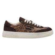 Ghoud Låga Glittersneakers med Brun Mocka Brown, Dam