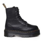 Dr. Martens Plattformsstövlar med gula sömmar Black, Dam