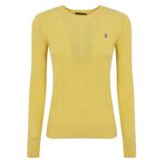 Ralph Lauren Gul Stickad Tröja Slim Fit Yellow, Dam