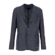 Z Zegna Blå linneblandning blazer Blue, Herr