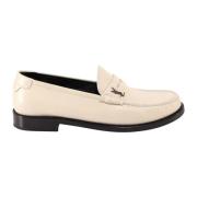 Saint Laurent Italiensk Läderloafer Beige, Dam