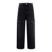 Isabel Marant Étoile Biologiska Denim Jeans med Frontal Dragkedja Blac...