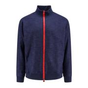 Kiton Lyxig Ullblandning Dragkedja Sweatshirt Blue, Herr