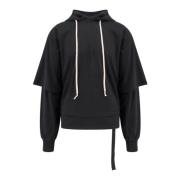 Rick Owens Ikoniskt Loggad Bomullssweatshirt Hoodie Black, Herr