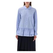 Comme des Garçons Ruffled Randig Skjorta Blå/Vit Blue, Dam