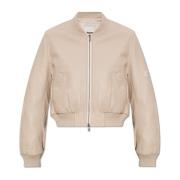 Yves Salomon Läder bomberjacka Beige, Dam