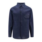 Berluti Logo Frontal Cotton Shirt Blue, Herr