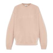 Saint Laurent Bomullssweatshirt med broderad logotyp Beige, Dam