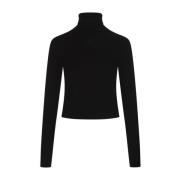 Diesel Svart Turtleneck Tröja Metall Oval D Black, Dam