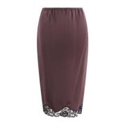 Pinko Satin Longuette Kjol med Spets Brown, Dam