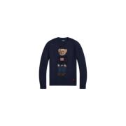 Ralph Lauren Navy Multi Bear Broderad Långärmad Blue, Dam