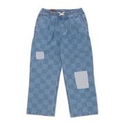 Vans Check Denim Loose Crop Jeans Blue, Dam