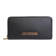 Love Moschino Svart Syntetläder Plånbok med Dragkedja Black, Dam