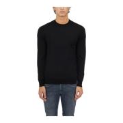 Paolo Pecora Ull Crewneck Tröja Black, Herr