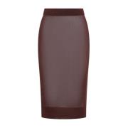 Saint Laurent Plommon Midi Kjol Brown, Dam